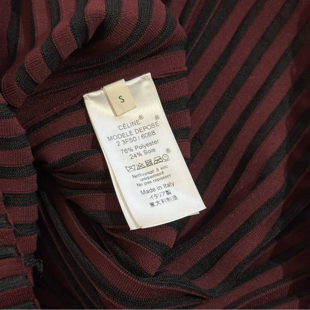 CELINE Two-tone pleated silk blend top - Picture 6 of 8